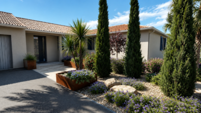 Projet 3D, aménagement accès. Plantations et jardinières corten - Vertou